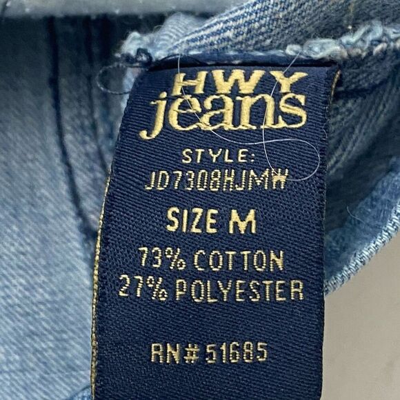 Highway Jeans Denim Jacket Blue Cropped Roll Tab Sleeve Women's Medium Western - Picture 6 of 11